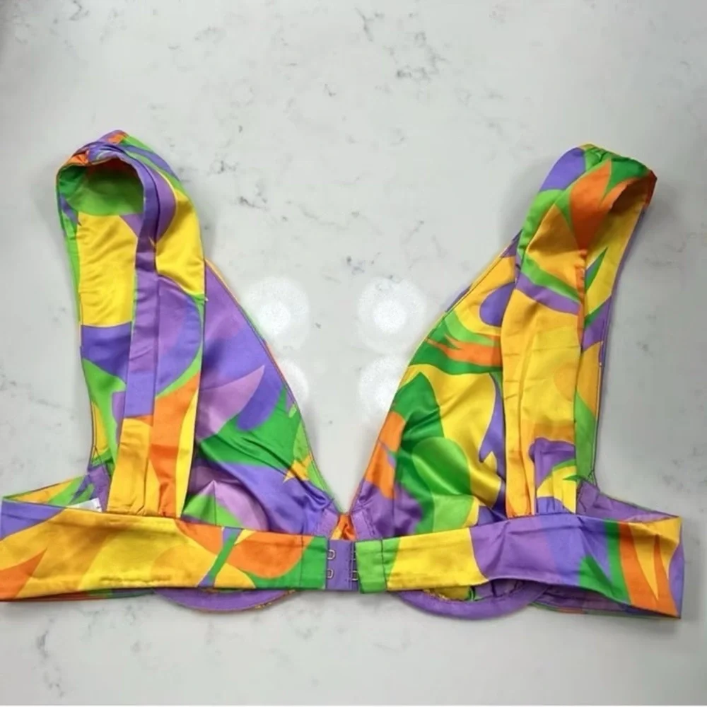 WeWoreWhat Purple and Yellow Bikini Top NWOT - Picture 3 of 5